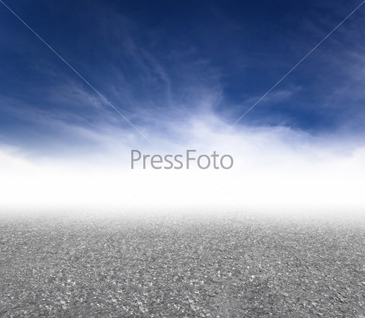 gray asphalt road with cloud background 