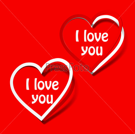 eps10, I love you heart sticker red scarlet realistic shadow symbol sign object paper emotion