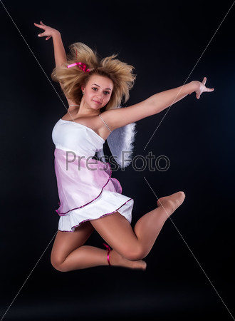 Pretty girl jumping