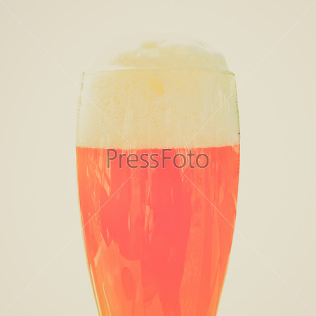 Vintage retro looking Large glass pint of weiss (white) German beer