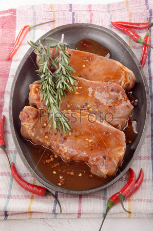pork chops with sweet chili sauce and rosemary