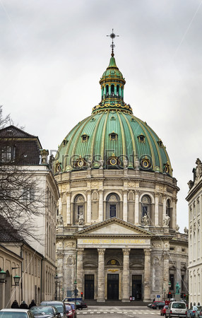 Frederik\'s Church popularly known as The Marble Church for its architecture, is an Evangelical Lutheran church in Copenhagen, Denmark.