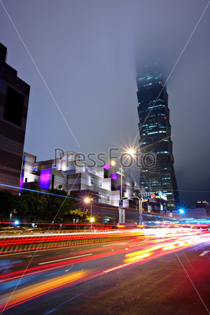 Taipei commercial district at night