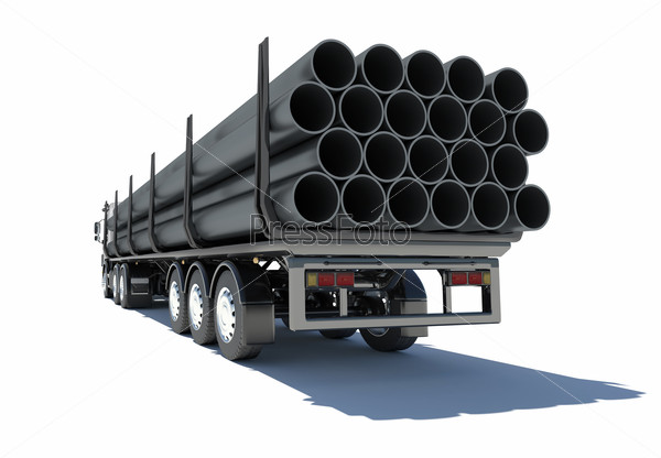 Truck transporting pipe