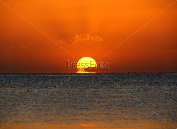 beauty sunrise over sea - telephoto lens