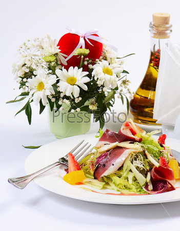 Salad with smoked duck breast