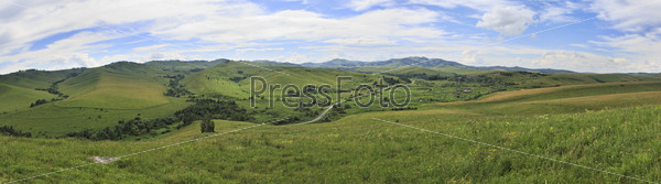 Summer Panorama of Altai mountains. Russia.