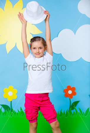 Lovely Young girl wearing colorful summer clothing on Fashion and Beauty Summer theme