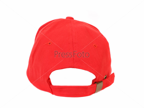 Close up of red cap. Isolated on a white background.