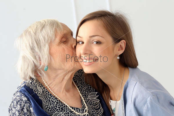 Elderly woman with granddaughter