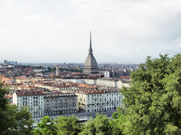 City of Turin (Torino) skyline panorama seen from the hill - high dynamic range HDR