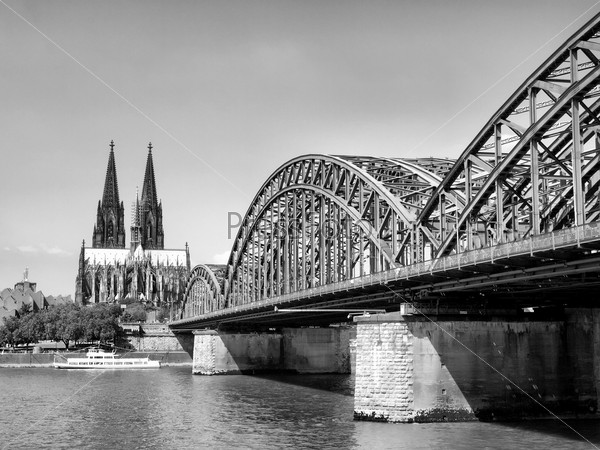 View of the city of Koeln (Cologne) in Germany - high dynamic range HDR - black and white