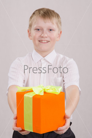 Boy gives gift