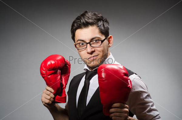 Funny boxer businessman in sport concept, stock photo