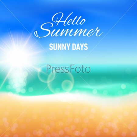 Raster version. Defocused background with sunny beach for your summer design