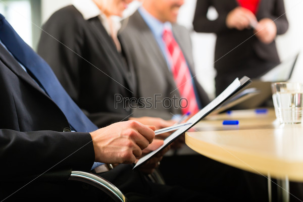 Business - Businesspeople Have A Meeting Or Workshop With Presentation In Office, They Negotiate Or Sign A Contract