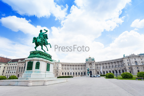 Austrian National Library and rider on a horse statue