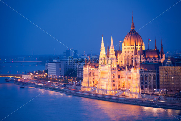 Beautiful Parliament view in Budapest at night