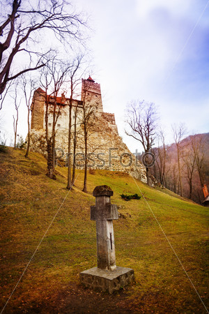 Bran Castle (Dracula castle) with cross tomb