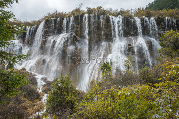 Multi-tiered big waterfall at Jiuzhaigou Valley National Park, Unesco World Heritage Site, China
