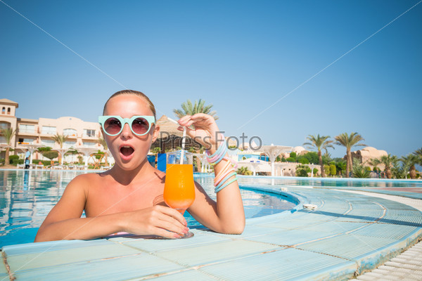 Girl in pool bar
