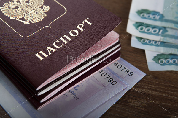 Passport in the train tickets