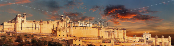 India landmark - Jaipur, Amber fort panorama