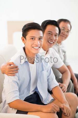 Portrait of Vietnamese family of three men