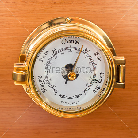 Yacht Barometer Close Up shot on wooden background