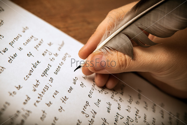 writer writes a fountain pen on paper work