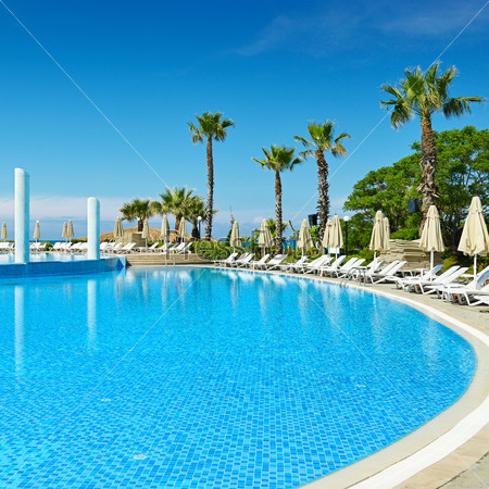 Outdoor swimming pool on the beach