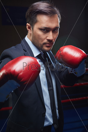 Kick-boxer in formalwear