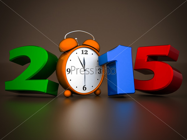 happy new year 2015 Illustrations 3d on a chocolate background