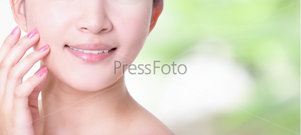 Woman smile lips with health teeth close up