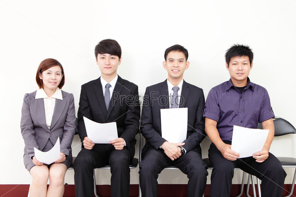 people waiting for job interview, asian people
