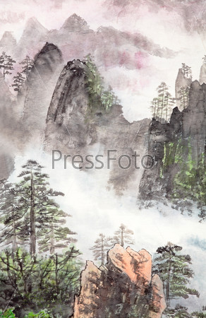 traditional Chinese painting , mountain
