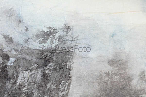 abstract Traditional Chinese painting art on grey paper texture with empty copy space, great for background, (monochrome)