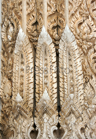 close up Thai pattern architecture detail in buddhist temple  on gate frame