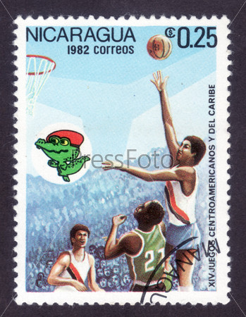 Почтовая марка Никорагуа, баскетбол