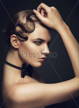 cute retro woman with tie bow