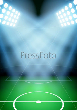 Vertical Background for posters night soccer football stadium in the spotlight.