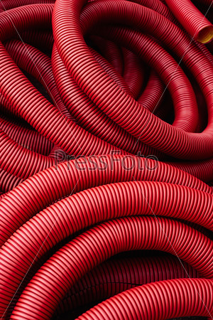 Red corrugated pipes