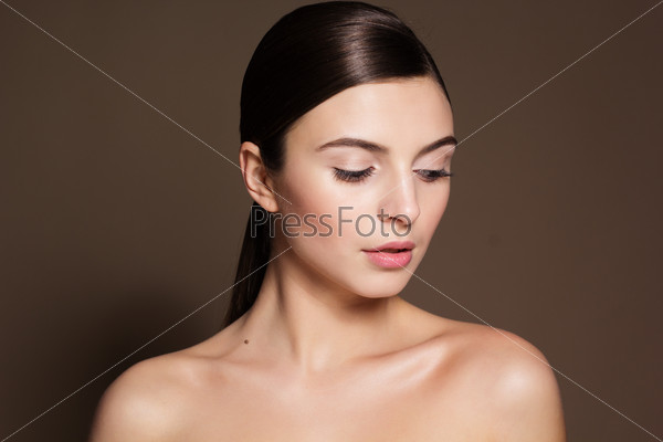 Portrait of a naturally beautiful woman with good foundation that makes skin flawless and perfect, stock photo