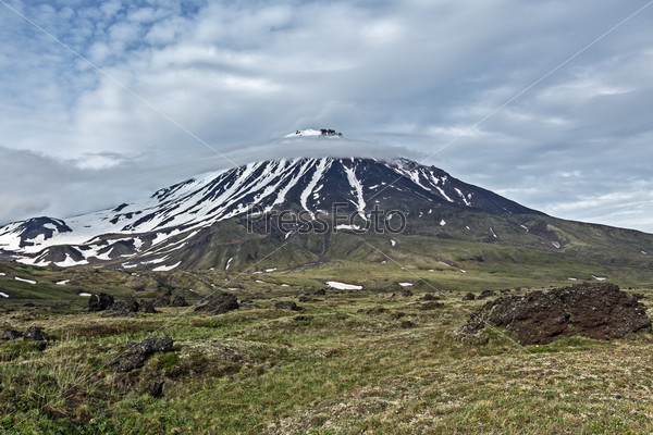 Kamchatka beautiful mountain landscape: Oval Zimina Volcano. Russia, Far East, Kamchatka Peninsula.
