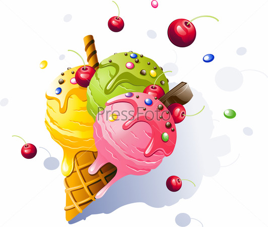 Ice Cream. Vector illustration on white background.