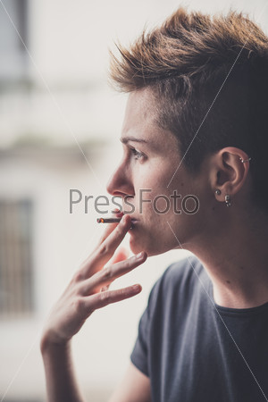 Lesbian woman smoking