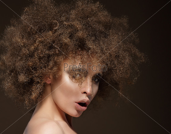 Trendy Charismatic Woman with Frizzy Hairdo