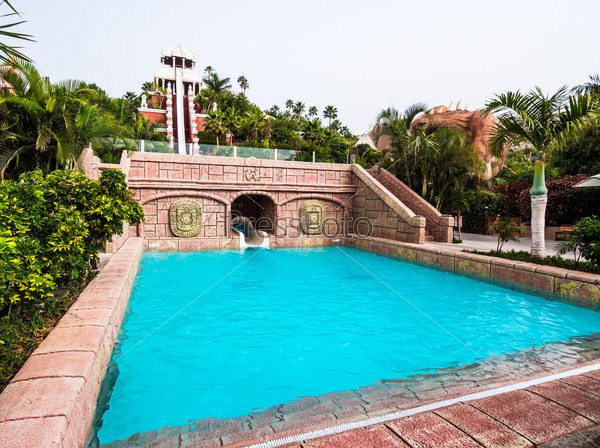 Tenerife, Canary Islands- January 13,2015: Tower of Power water attraction in Siam Park. Siam Park, is the most spectacular theme park with water attractions in Europe.