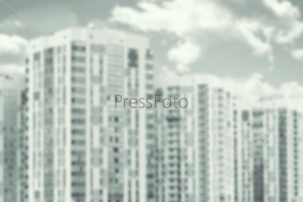 Background blurred building with sky, clouds