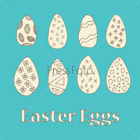 Easter holiday design elements - hand drawn eggs
